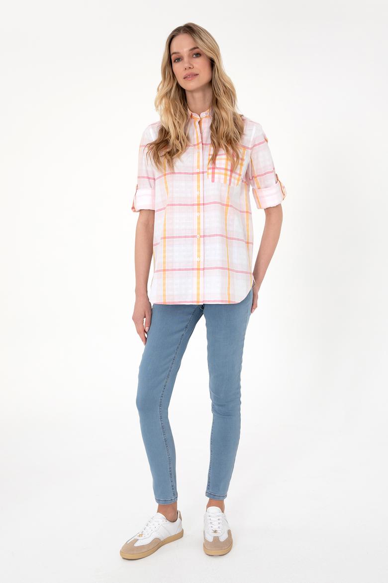 Kadın Pembe Uzun Kollu Tunik Gömlek - 50299591012