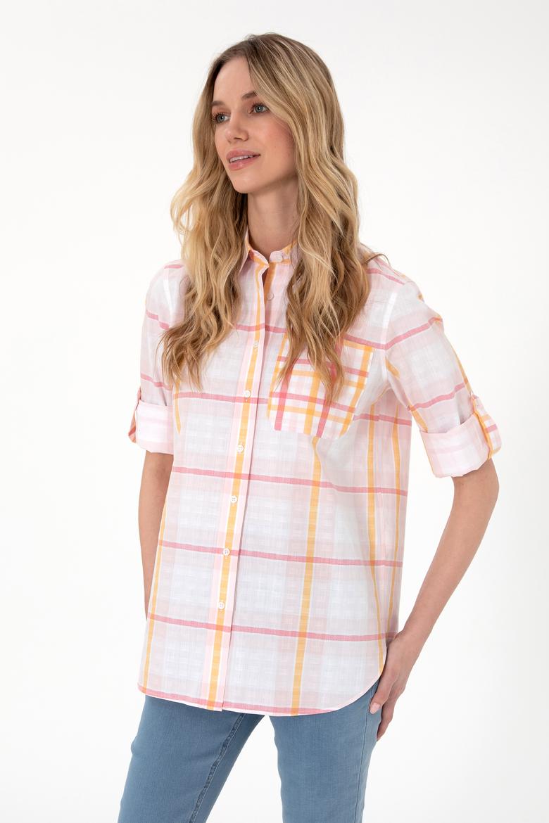 Kadın Pembe Uzun Kollu Tunik Gömlek - 50299591012