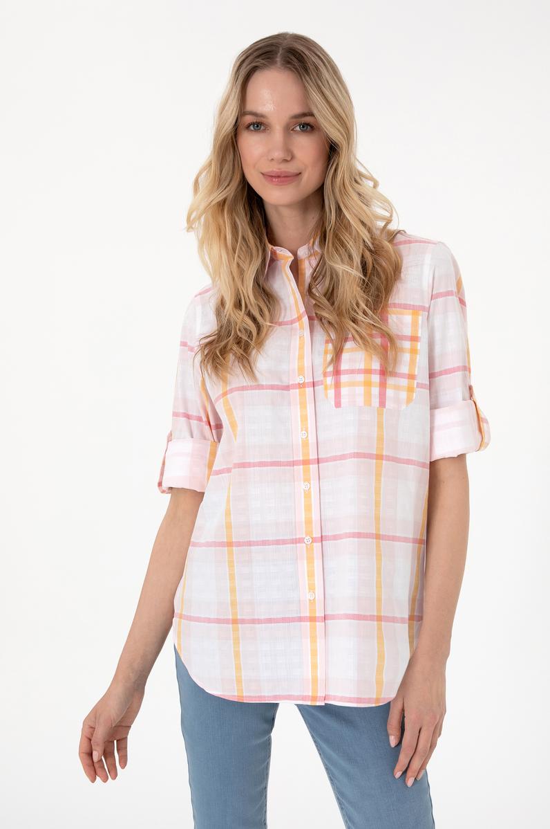 Kadın Pembe Uzun Kollu Tunik Gömlek