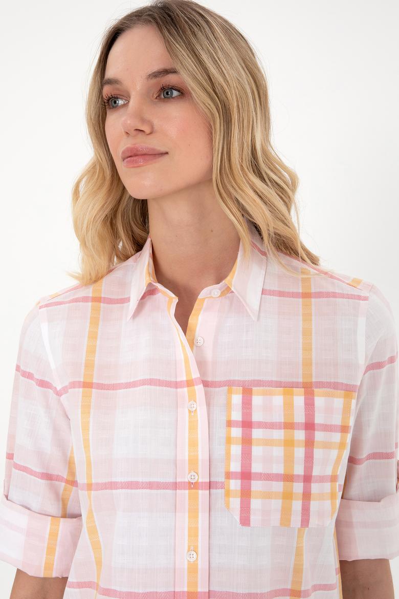 Kadın Pembe Uzun Kollu Tunik Gömlek - 50299591012