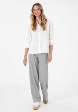 Kadın Beyaz Uzun Kollu Gömlek - 50299631007