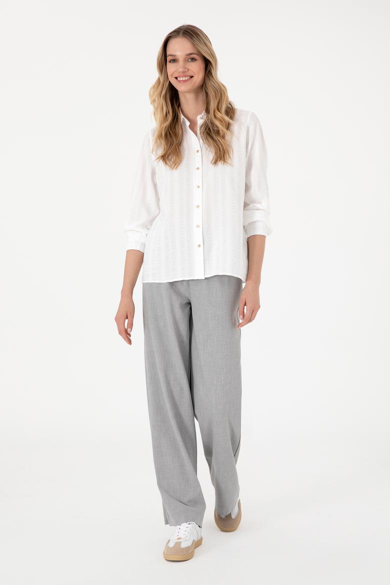 Kadın Beyaz Uzun Kollu Gömlek - 50299631007