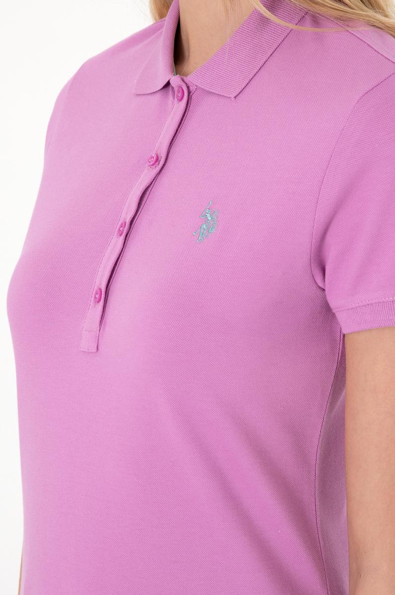 Kadın Fuşya Basic Polo Yaka Tişört