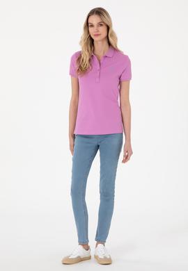 Kadın Fuşya Basic Polo Yaka Tişört - 50300830064