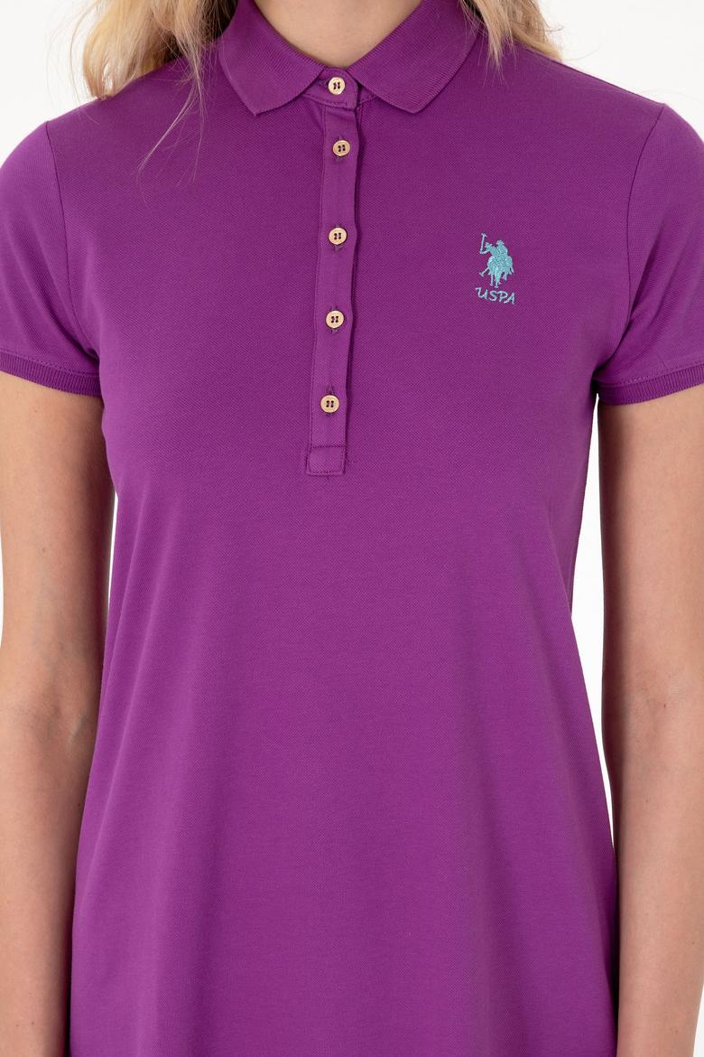 Kadın Menekşe Polo Yaka Mini Boy Örme Elbise - 50300881093