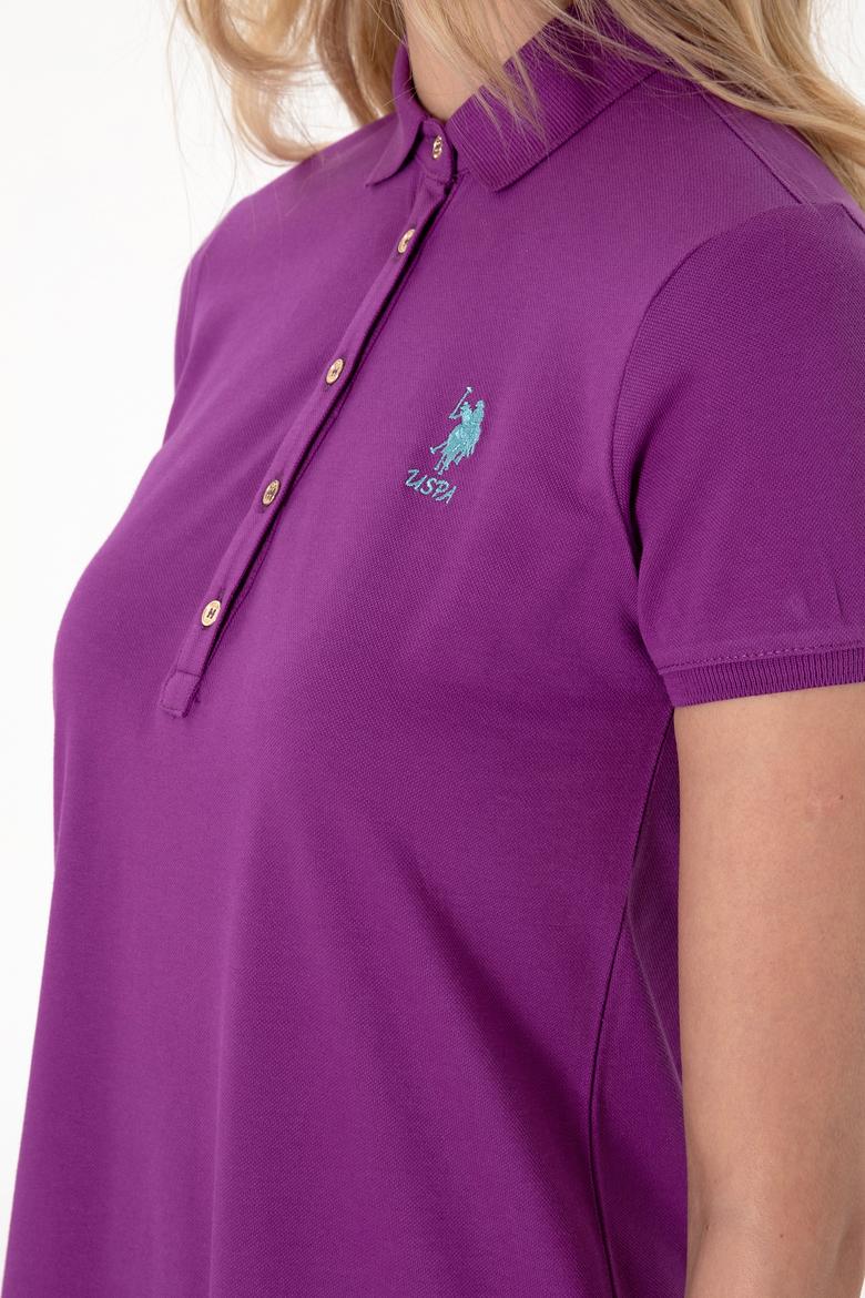 Kadın Menekşe Polo Yaka Mini Boy Örme Elbise - 50300881093