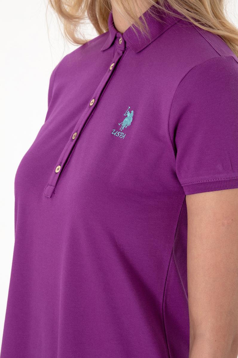 Kadın Menekşe Polo Yaka Mini Boy Örme Elbise