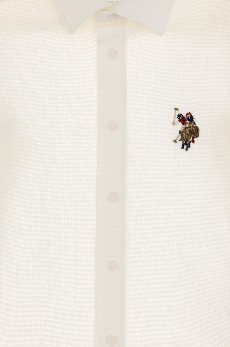 Erkek Çocuk Beyaz Örme Gömlek