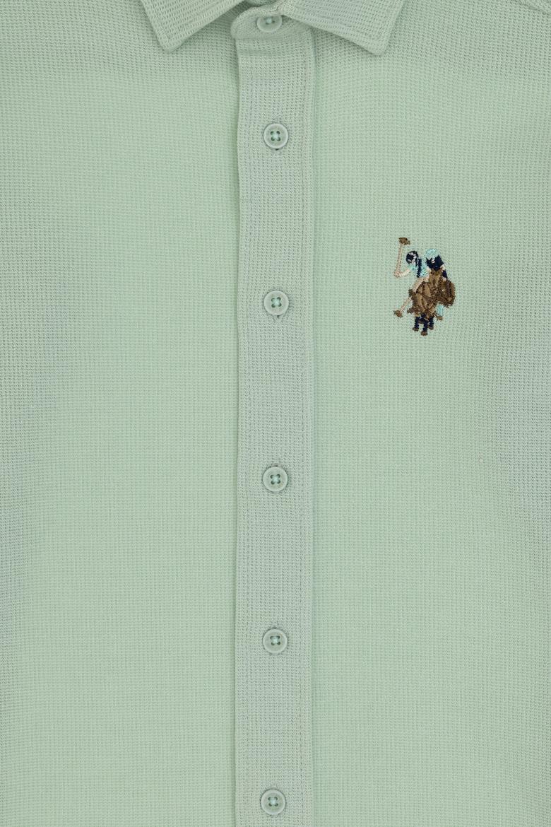 Erkek Çocuk Su Yeşili Örme Gömlek - 50300752056