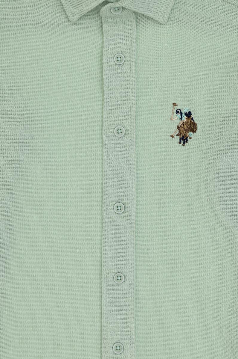Erkek Çocuk Su Yeşili Örme Gömlek