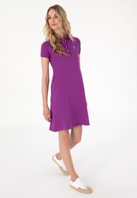 Kadın Menekşe Polo Yaka Mini Boy Örme Elbise - 50300881093