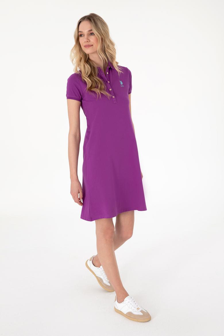 Kadın Menekşe Polo Yaka Mini Boy Örme Elbise - 50300881093