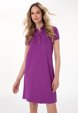 Kadın Menekşe Polo Yaka Mini Boy Örme Elbise - 50300881093