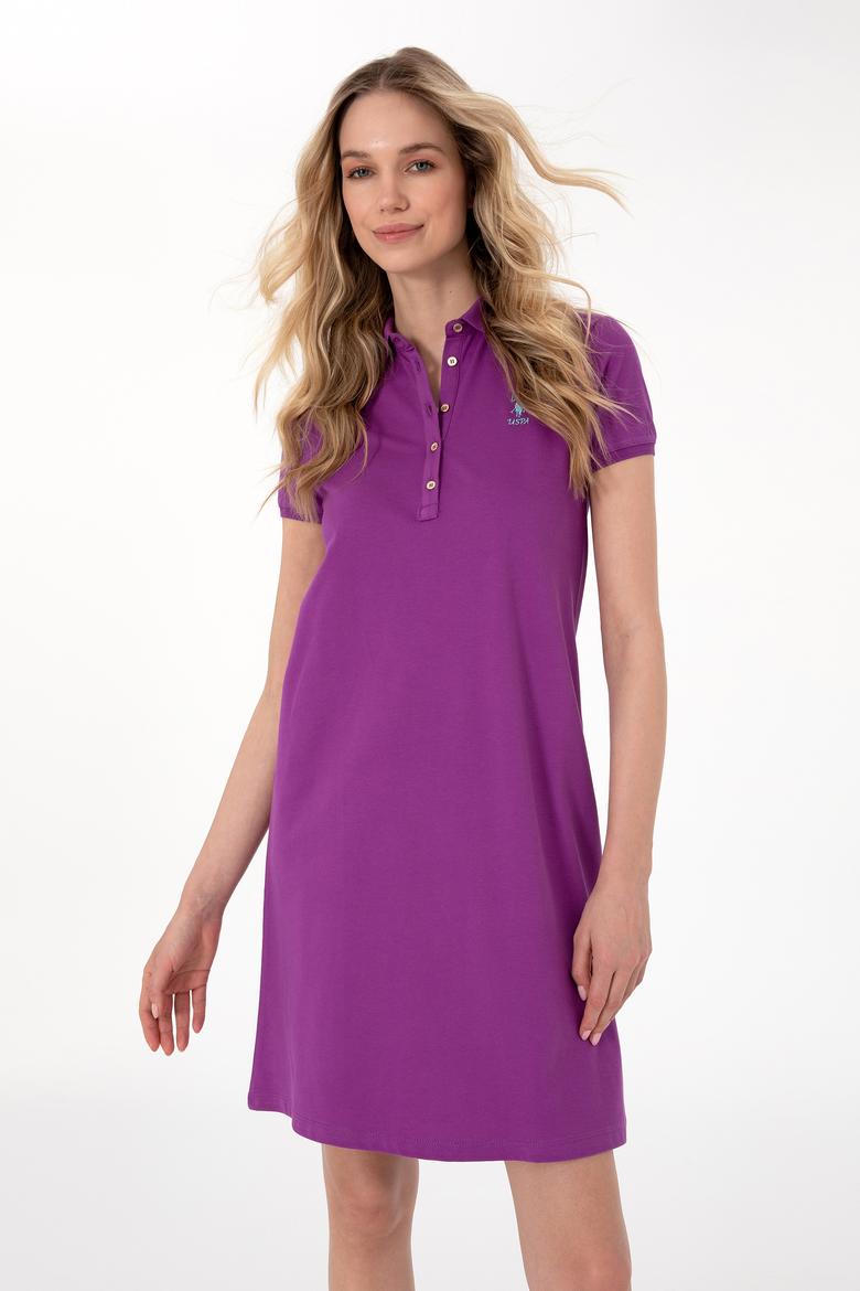 Kadın Menekşe Polo Yaka Mini Boy Örme Elbise - 50300881093