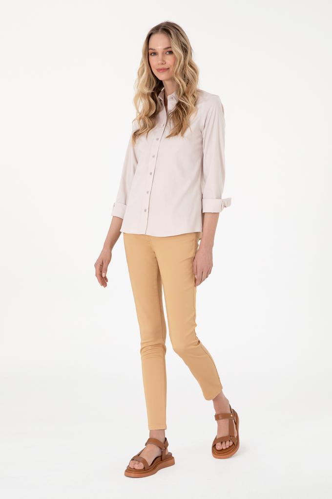 Kadın Camel Toothpick Fit Kanvas Pantolon