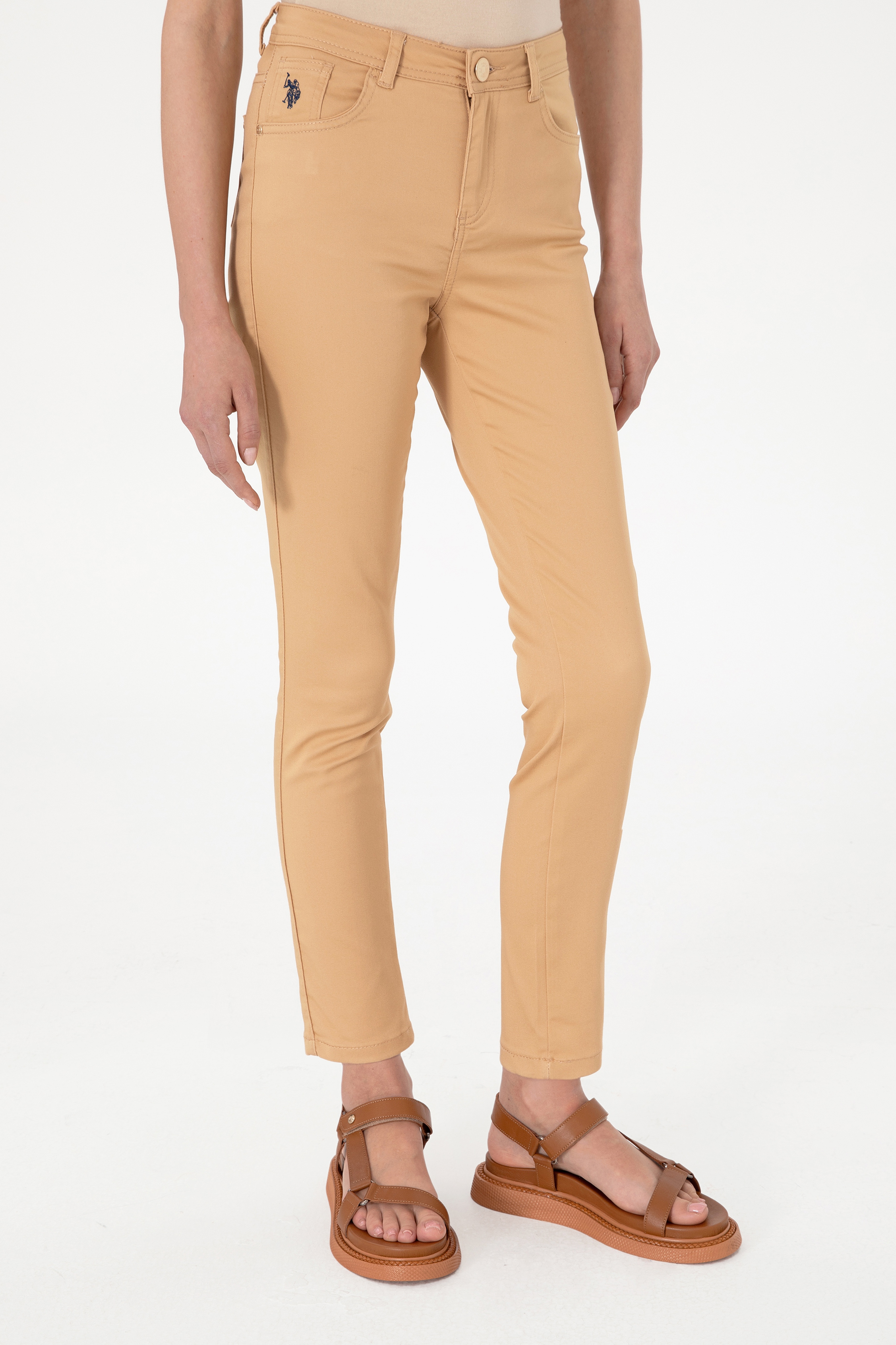 Kadın Camel Toothpick Fit Kanvas Pantolon - Image 2