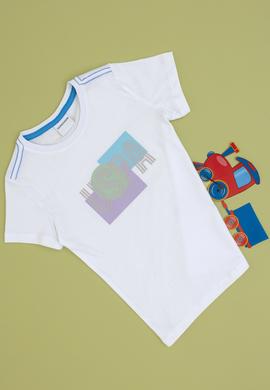 Erkek Çocuk Beyaz Bisiklet Yaka Tişört - 50300269006