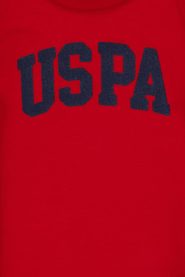 Kız Çocuk Turuncu Bisiklet Yaka Pamuk Simli Uspa Baskılı Basic Tişört - 50306042135