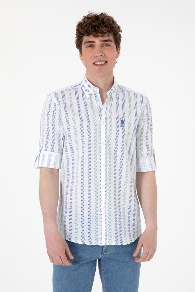 Erkek Saks Uzun Kollu Gömlek