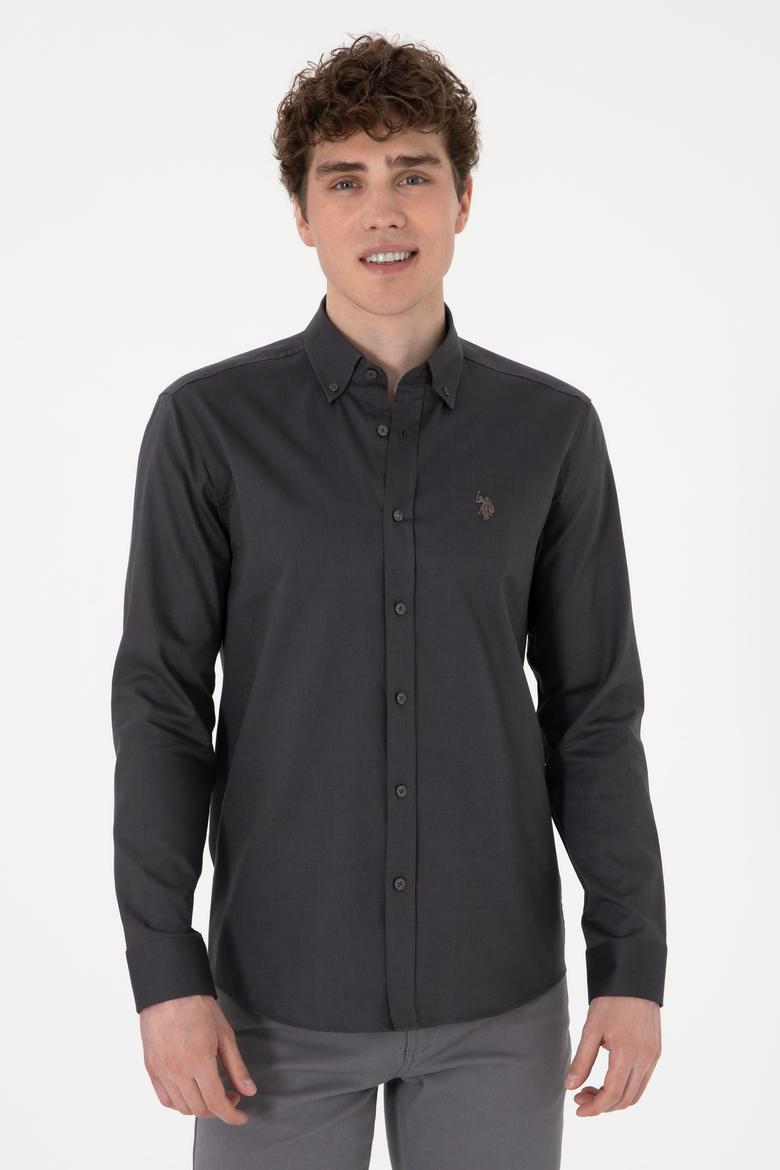 Erkek Antrasit Uzun Kollu Basic Gömlek