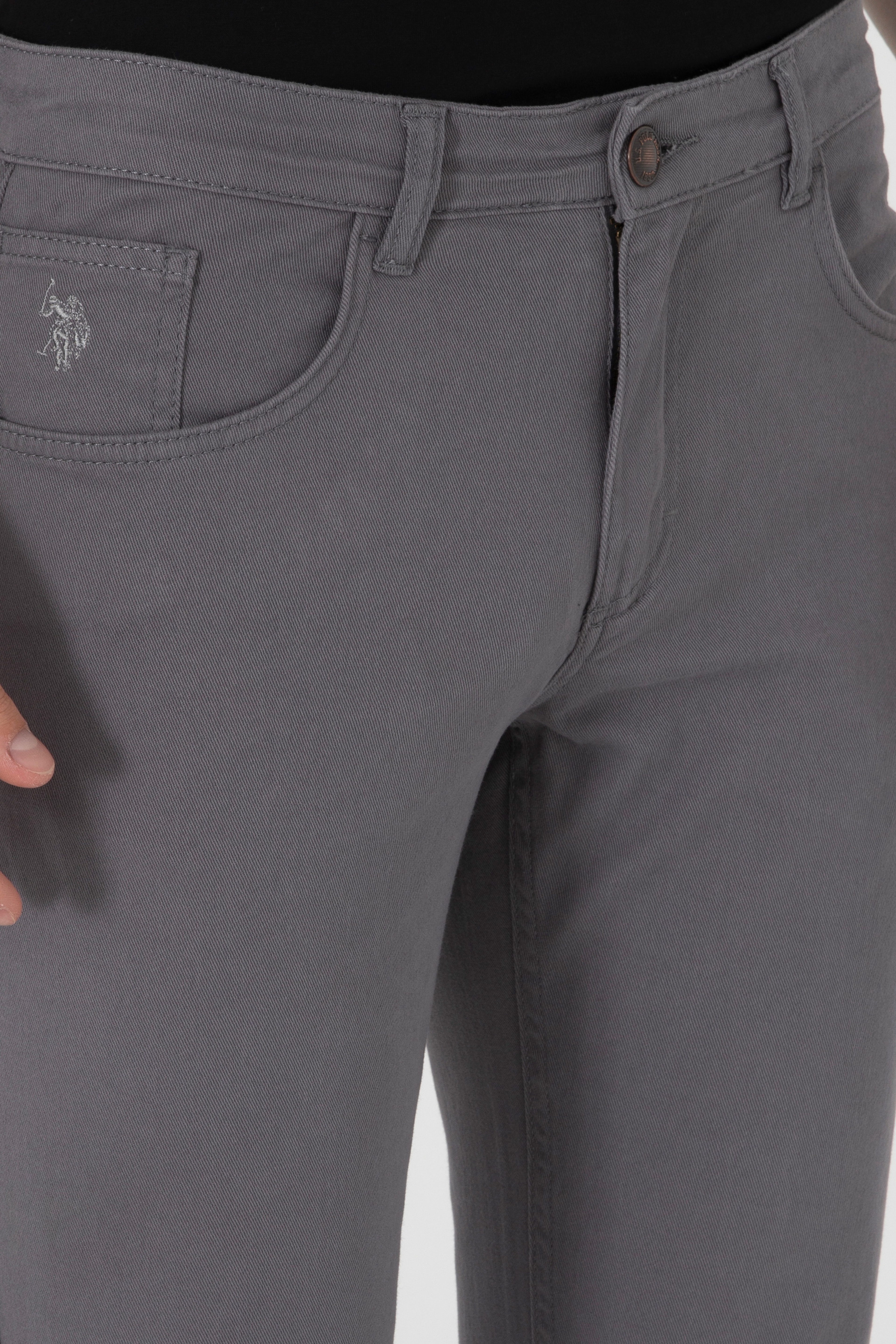 Erkek Slim Fit Gri Kanvas Pantolon