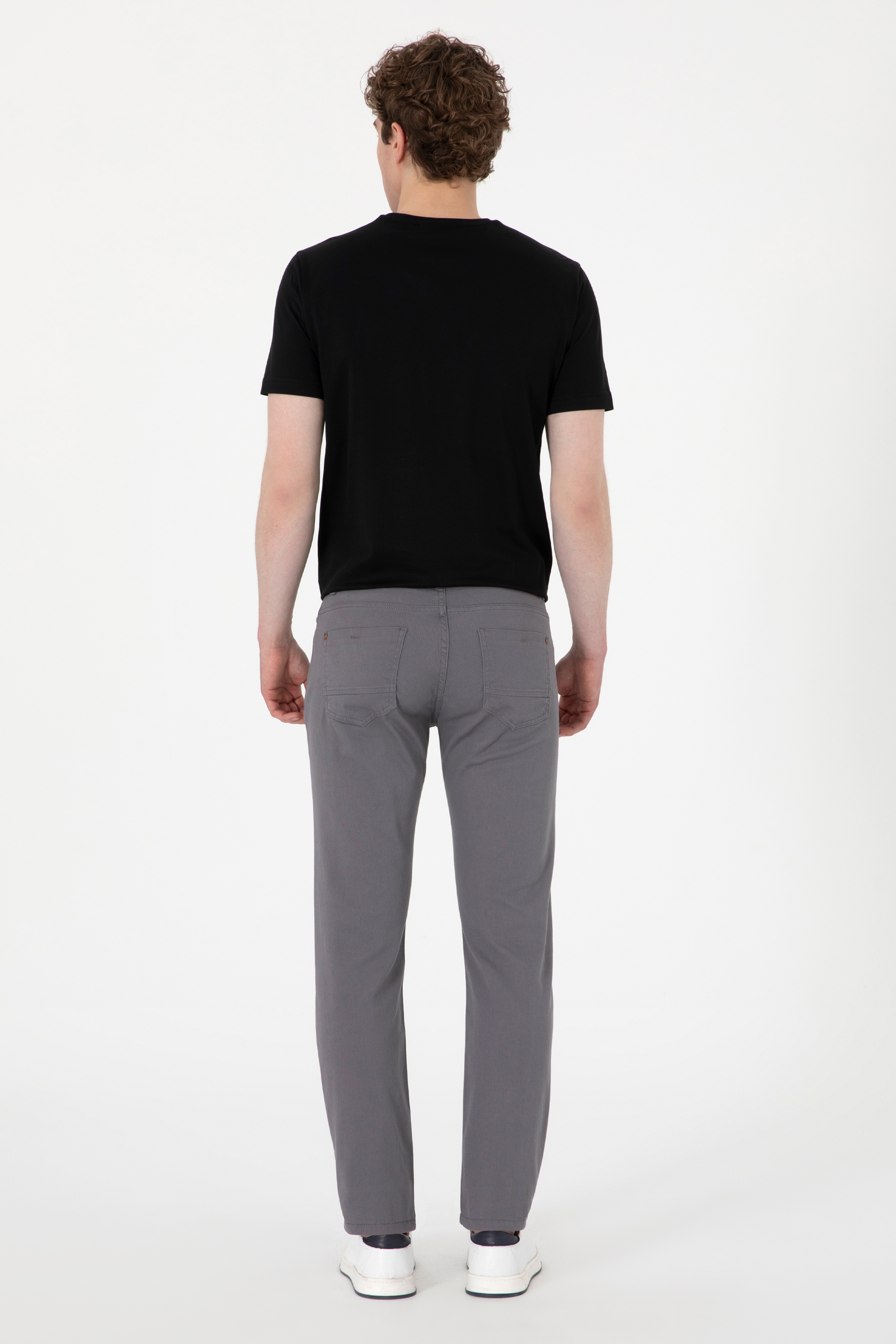 Erkek Slim Fit Gri Kanvas Pantolon