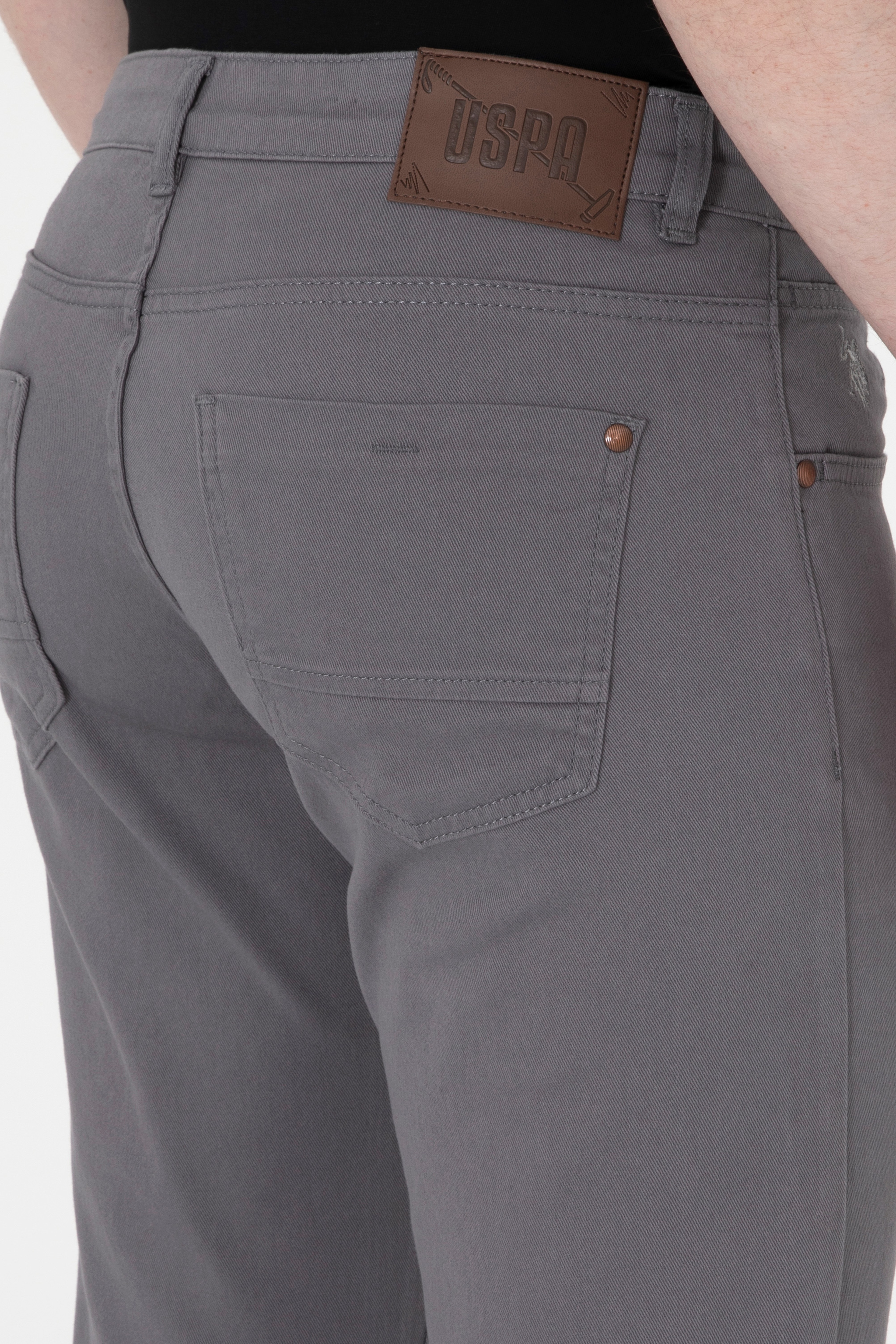 Erkek Slim Fit Gri Kanvas Pantolon