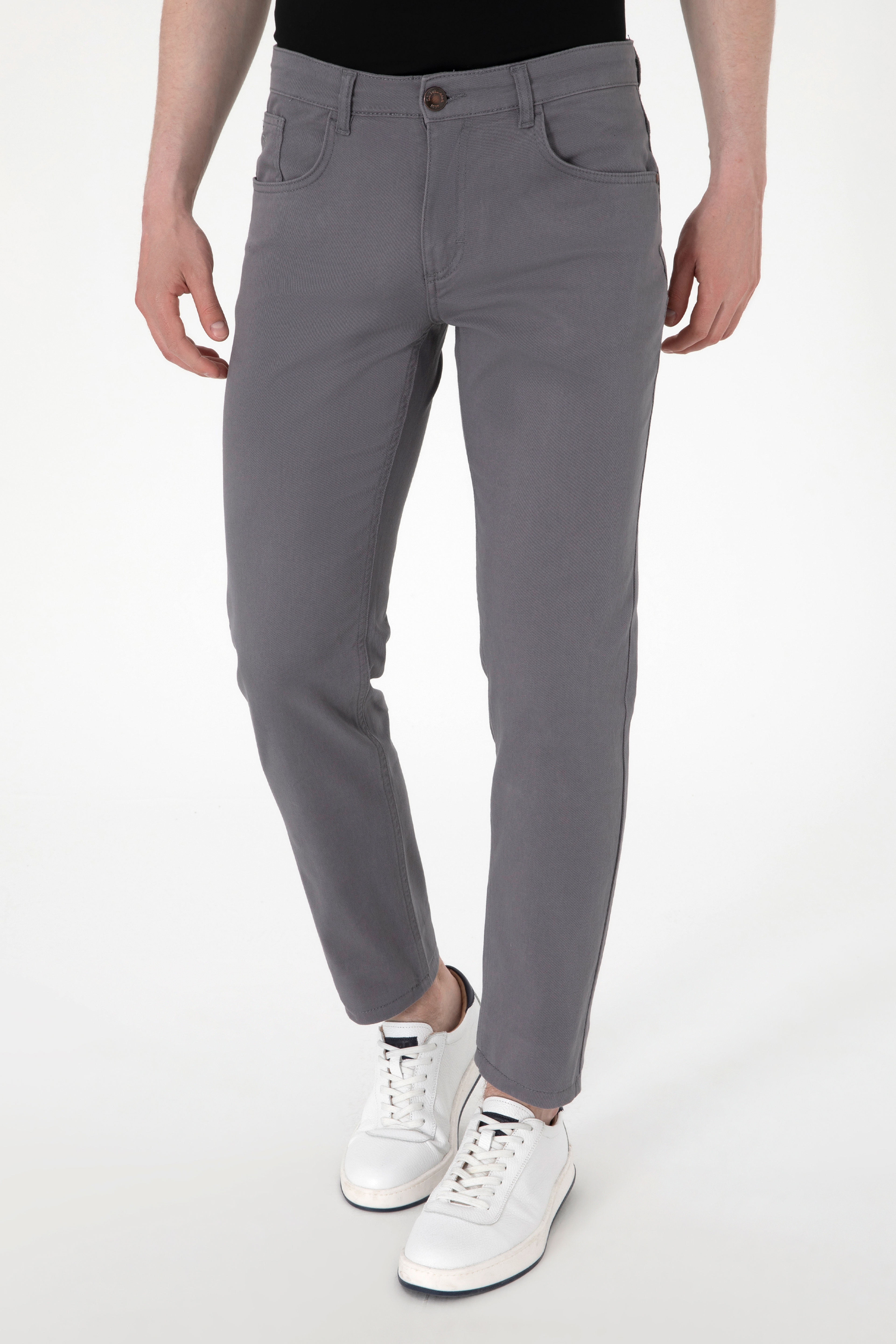 Erkek Slim Fit Gri Kanvas Pantolon - Image 2