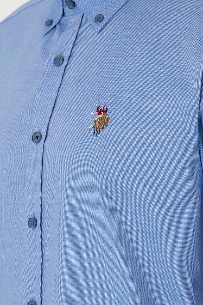 Erkek Kobalt Mavi Uzun Kollu Basic Gömlek - 50297897050