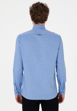 Erkek Kobalt Mavi Uzun Kollu Basic Gömlek - 50297897050
