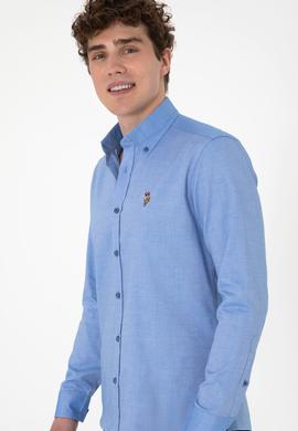 Erkek Kobalt Mavi Uzun Kollu Basic Gömlek - 50297897050