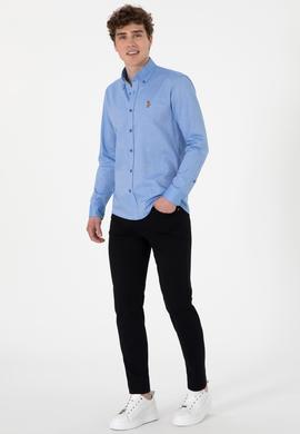 Erkek Kobalt Mavi Uzun Kollu Basic Gömlek - 50297897050