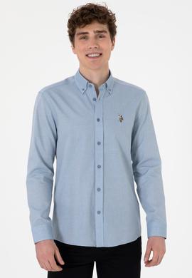 Erkek Saks Uzun Kollu Basic Gömlek - 50295675051