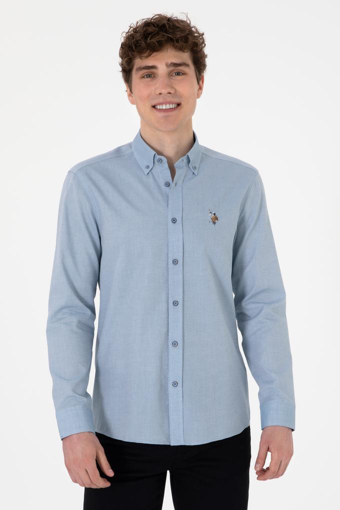 Erkek Saks Uzun Kollu Basic Gömlek