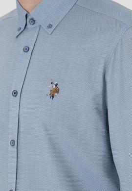 Erkek Saks Uzun Kollu Basic Gömlek - 50295675051