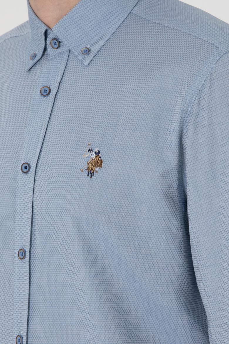 Erkek Saks Uzun Kollu Basic Gömlek - 50295675051