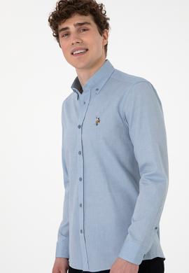 Erkek Saks Uzun Kollu Basic Gömlek - 50295675051