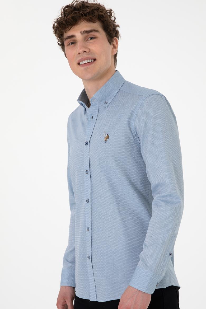 Erkek Saks Uzun Kollu Basic Gömlek - 50295675051