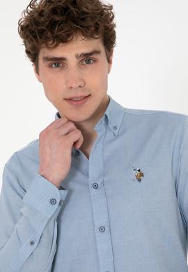 Erkek Saks Uzun Kollu Basic Gömlek - 50295675051