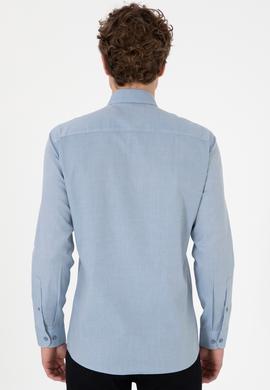 Erkek Saks Uzun Kollu Basic Gömlek - 50295675051