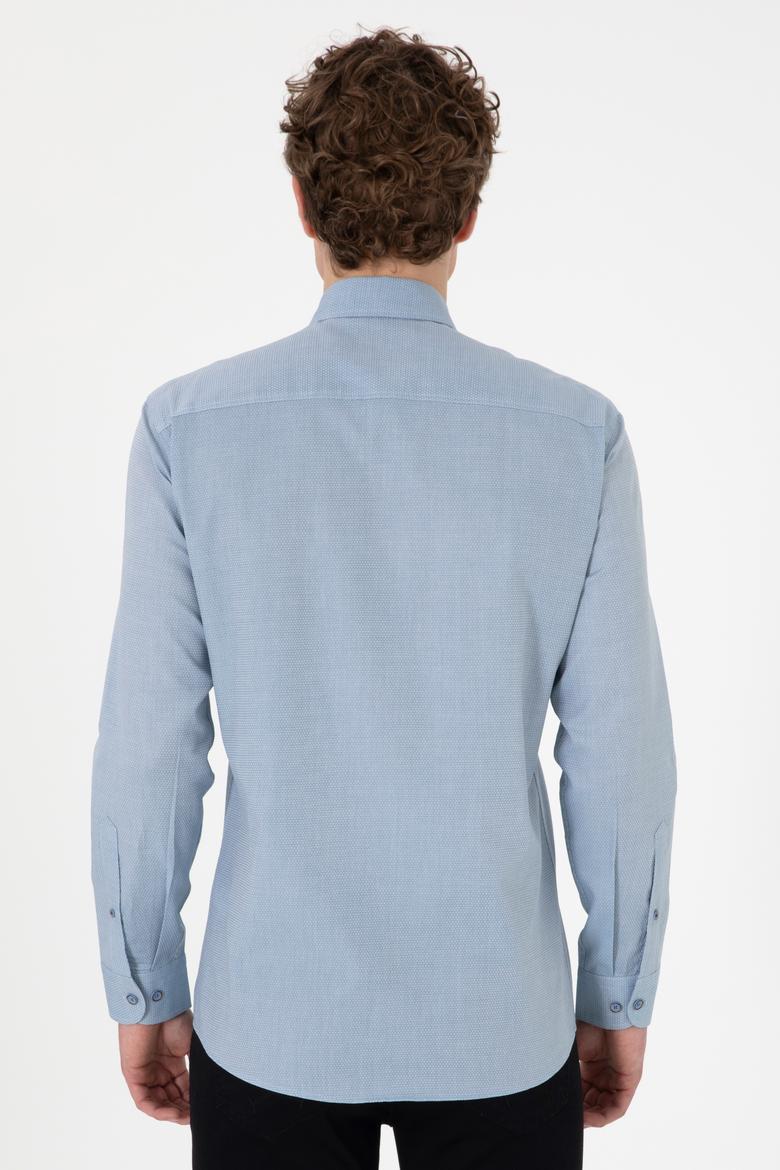 Erkek Saks Uzun Kollu Basic Gömlek - 50295675051