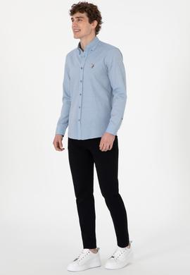 Erkek Saks Uzun Kollu Basic Gömlek - 50295675051
