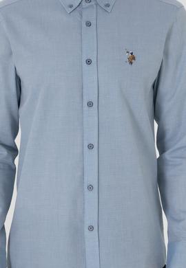 Erkek Saks Uzun Kollu Basic Gömlek - 50295675051