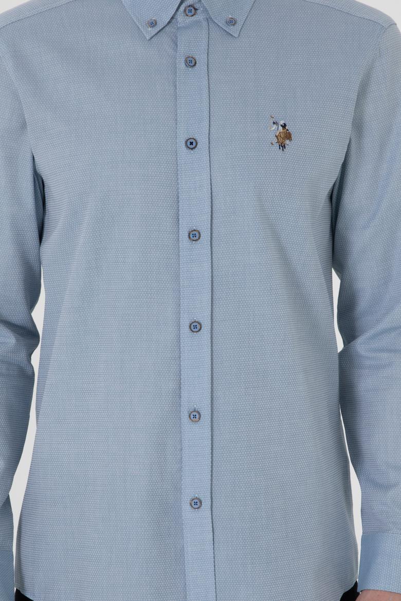 Erkek Saks Uzun Kollu Basic Gömlek - 50295675051