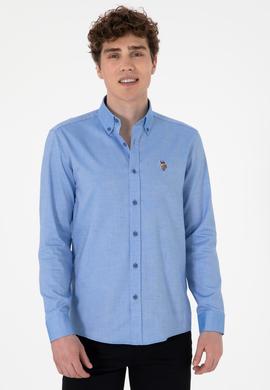 Erkek Kobalt Mavi Uzun Kollu Basic Gömlek - 50297897050