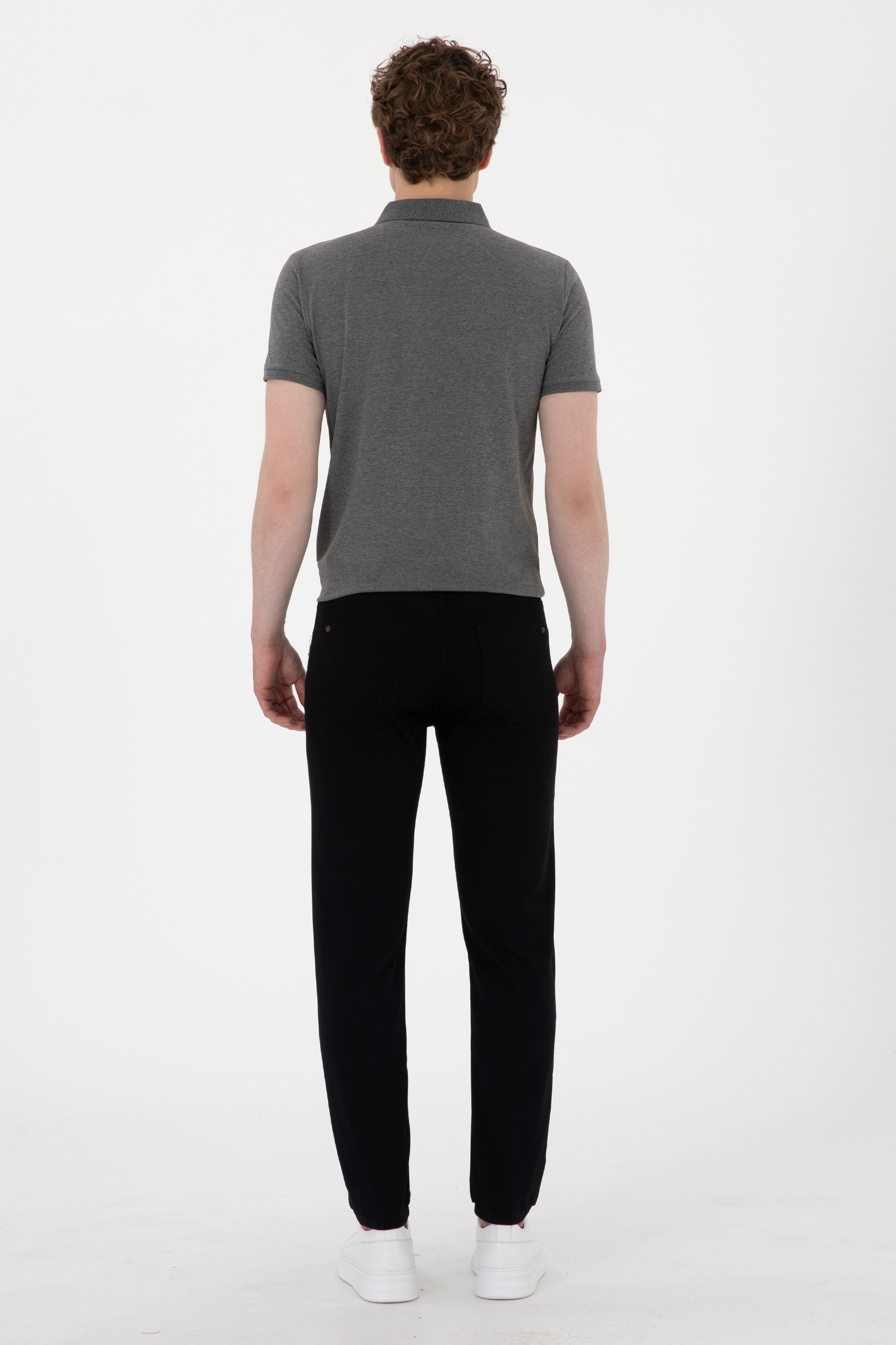 Erkek Slim Fit Siyah Kanvas Pantolon - Image 4