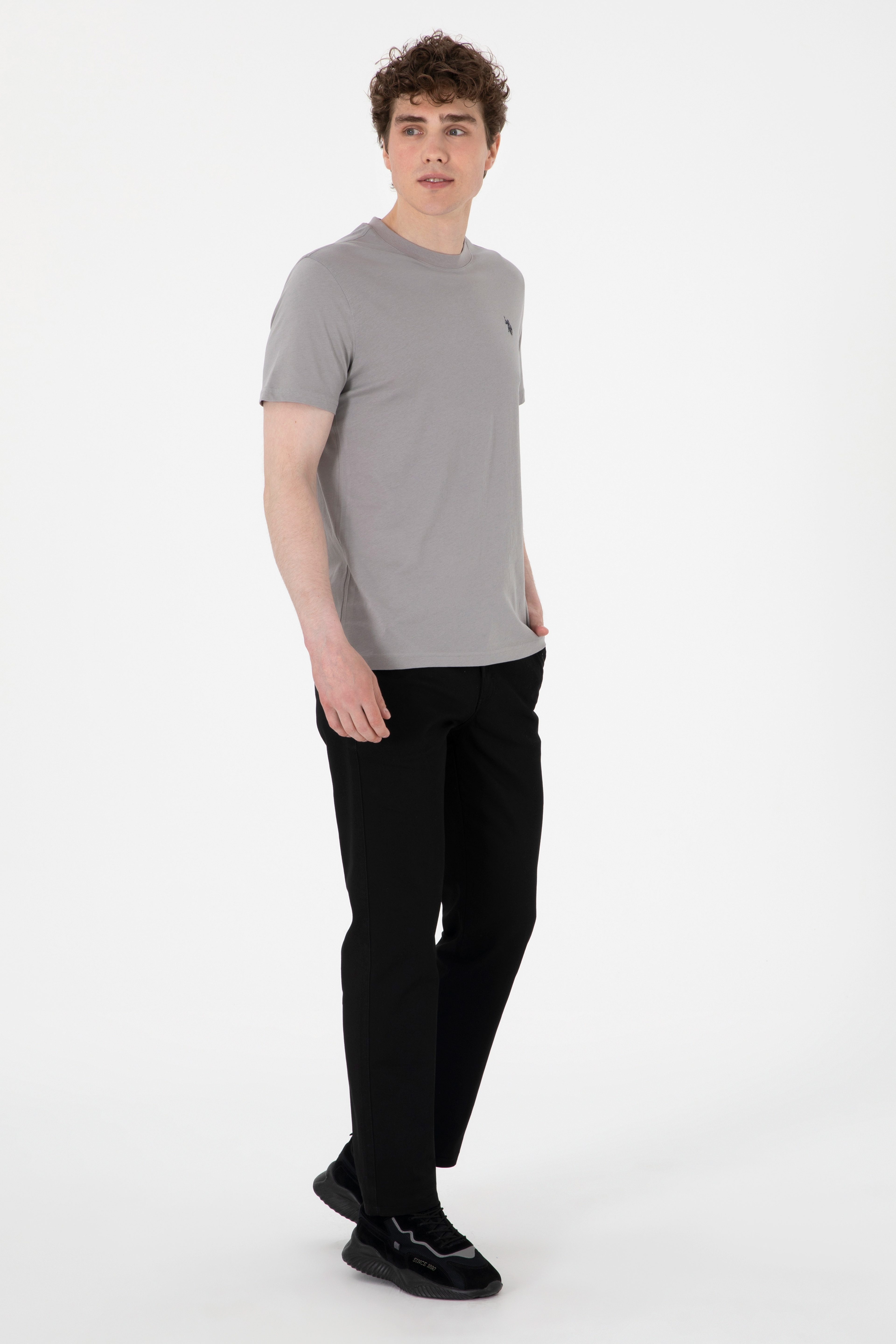 Erkek Regular Fit Siyah Kanvas / Chino Pantolon