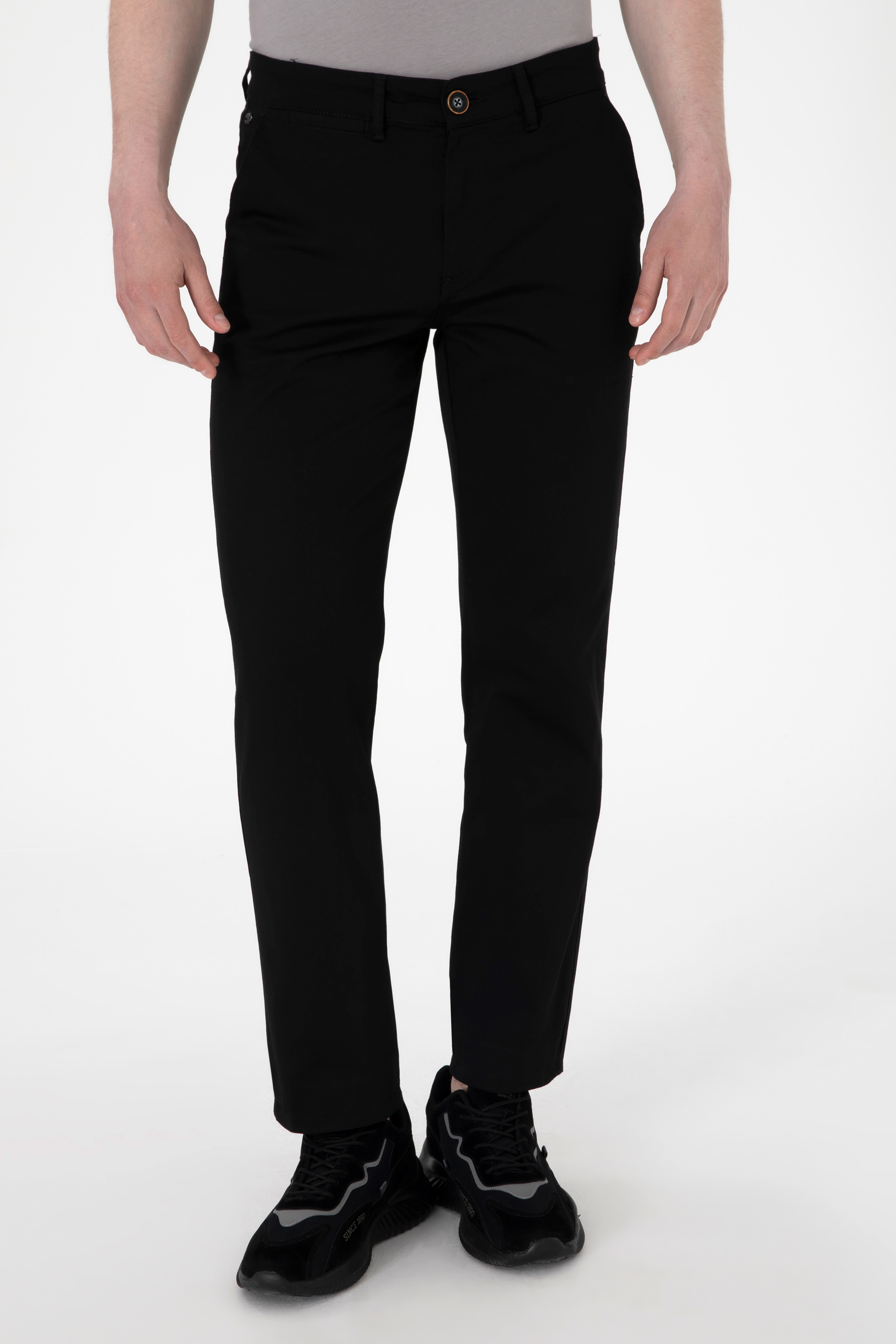 Erkek Regular Fit Siyah Kanvas / Chino Pantolon - Image 2