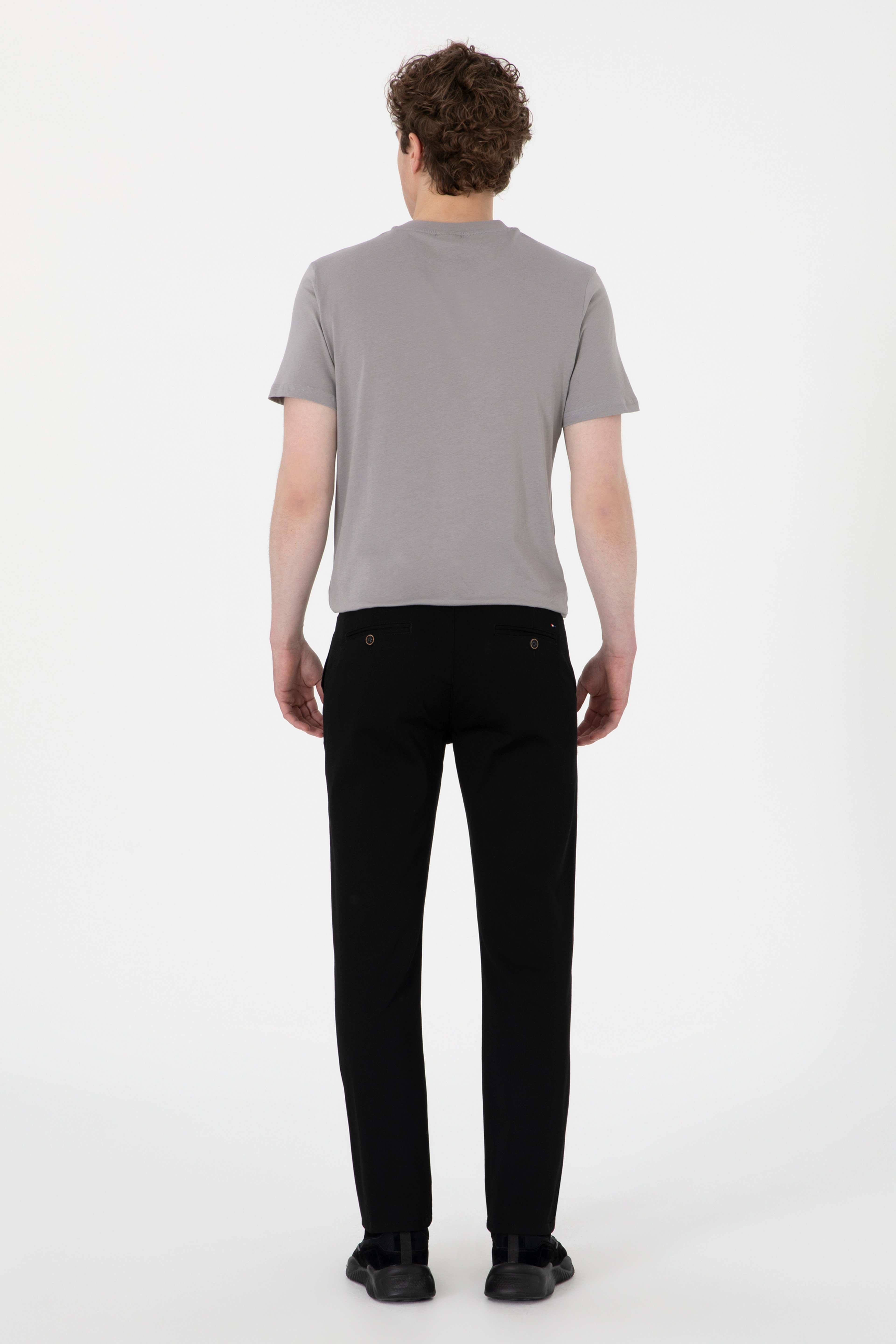 Erkek Regular Fit Siyah Kanvas / Chino Pantolon