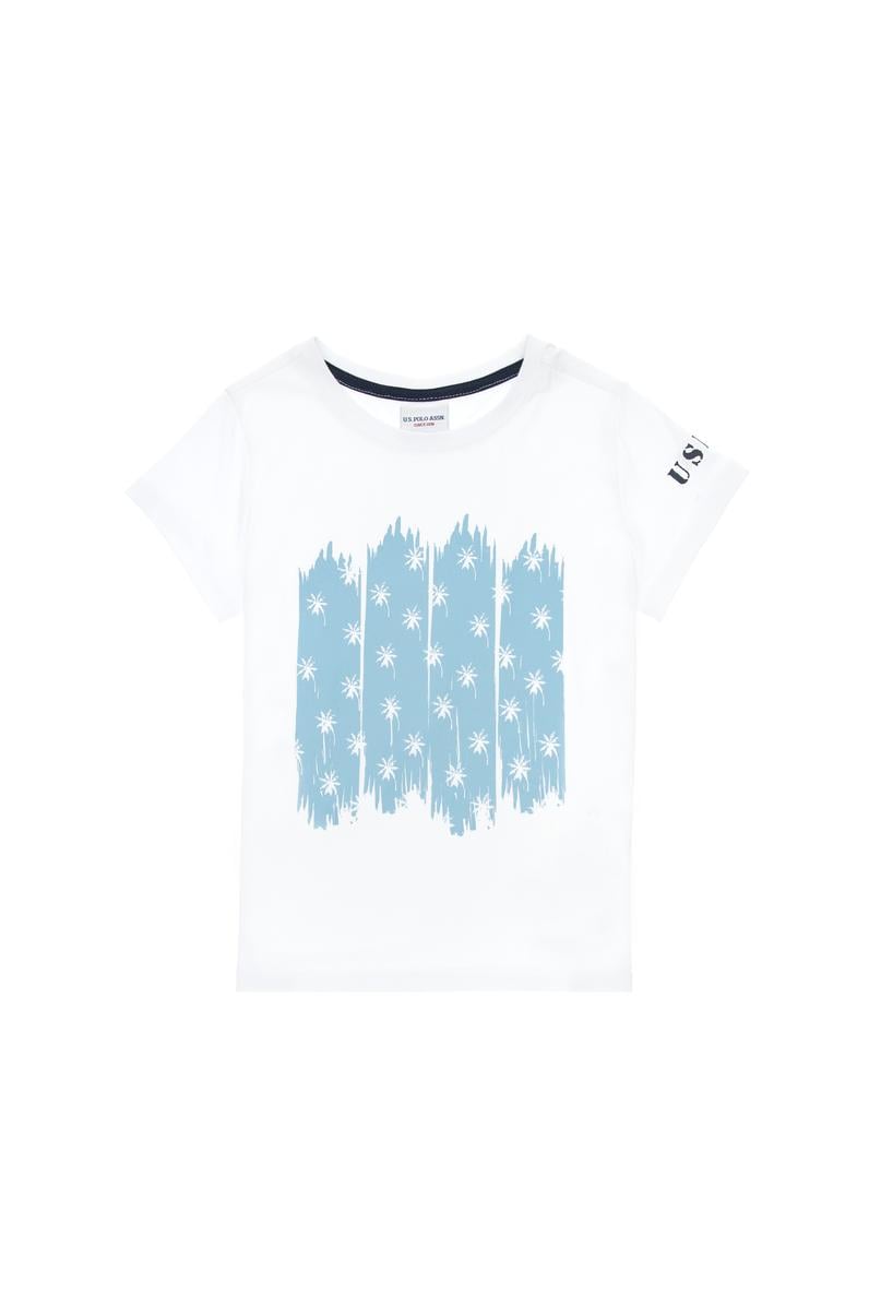 Erkek Çocuk Beyaz Bisiklet Yaka Tişört